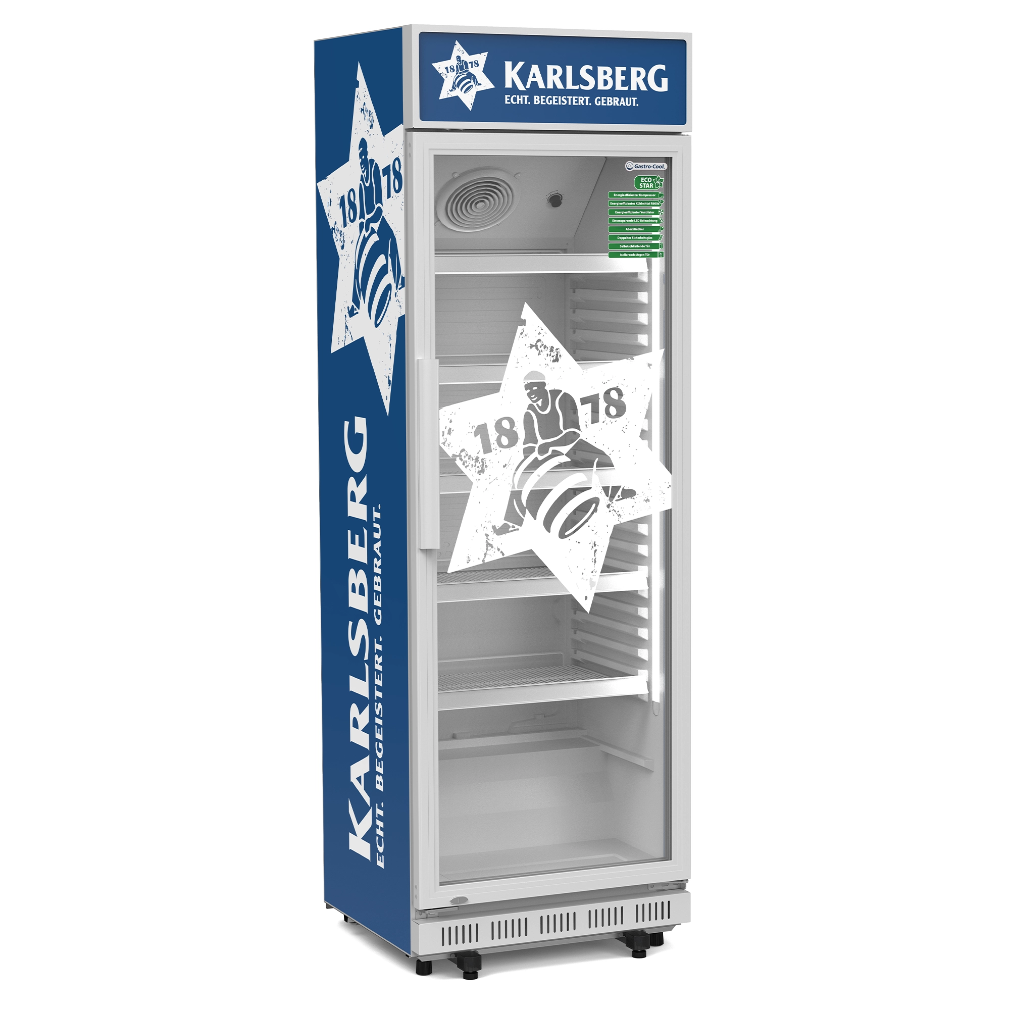 Gastro-Cool - Karlsberg Design - Reclamedisplay koelkast - ECO STAR + - Zilver/Wit - DC400 - 114404