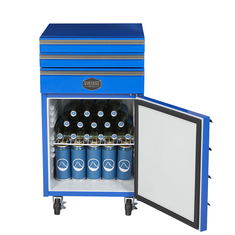 VICT50-gastro-cool-mobile-pedestal-with-minibar-fridge-vintage-office-blue-open-with-drinksxCBYeajFKAYWV