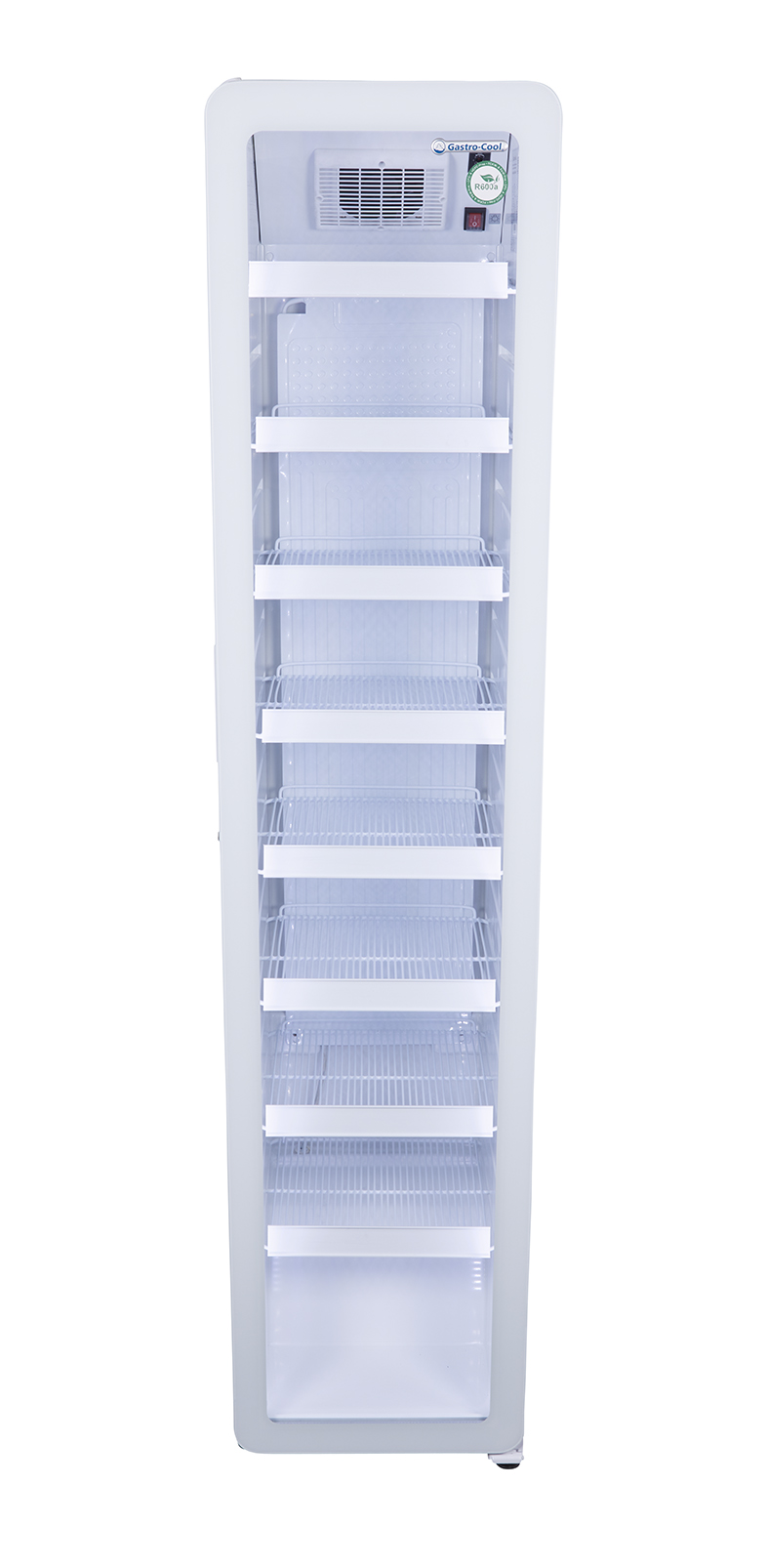 GCGD175-gastro-cool-flaschenkuehlschrank-schmal-abgerundet-weiss-led-frontal-leer