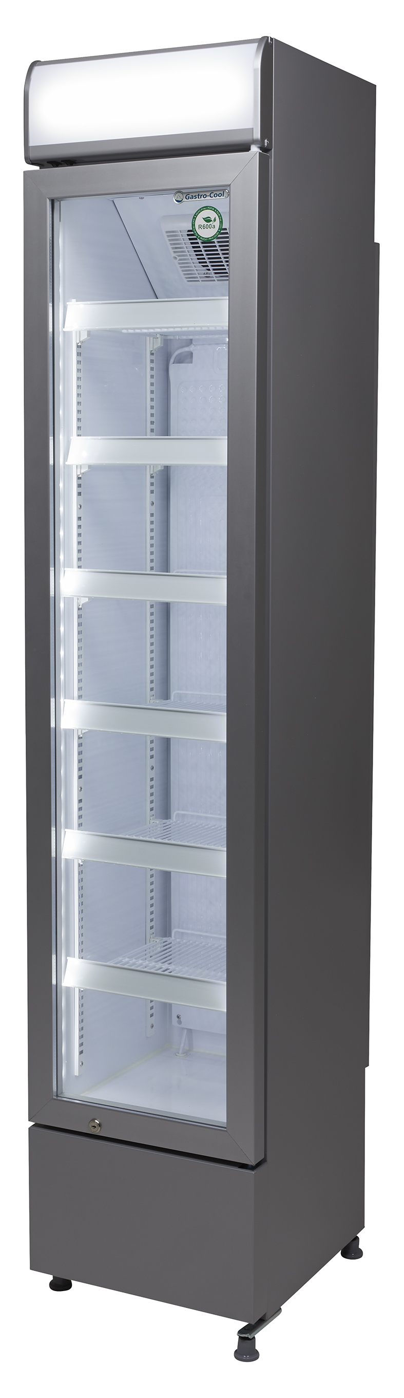 Gastro-Cool - Slimline koelkast - Zilver/Wit - DC130 - 135401 - Zijaanzicht leeg